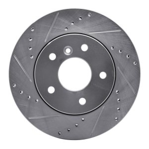 Land Rover Discovery Brake Rotor (1) - Front Left - R1 Concepts - Drilled & Slotted - Silver - `99-`04
